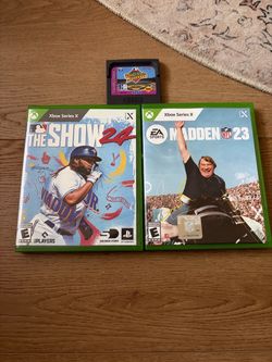 Xbox series x video games and a sega game gear game