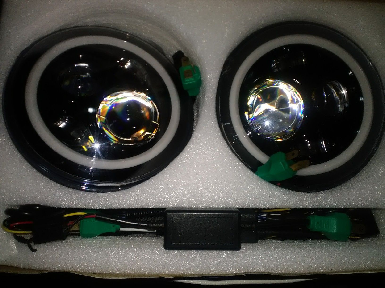 7 inch round Headlights White/Amber halo