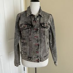 C’est Toi Grey and pink Distressed Denim Jacket