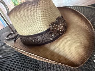 Western Straw Cowboy with Rhinestone Band