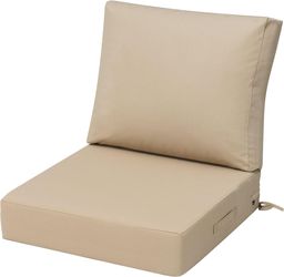 Outdoor Deep Seat Cushions, 24 x 24, Waterproof, Fade-Resistant Patio Chair Replacement Cushion for Furniture, Sofa, Beige