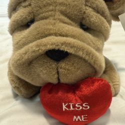 Plush Bulldog Kiss Me Valentine