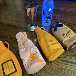 Veuve Clicquot & Moët & Chandon Bottle Covers, Lenox Heart Goblets & LED Decor – 7-Piece Set