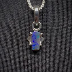 Dark Opal Australian Lightning Ridge Handmade .925 Sterling Silver Necklace