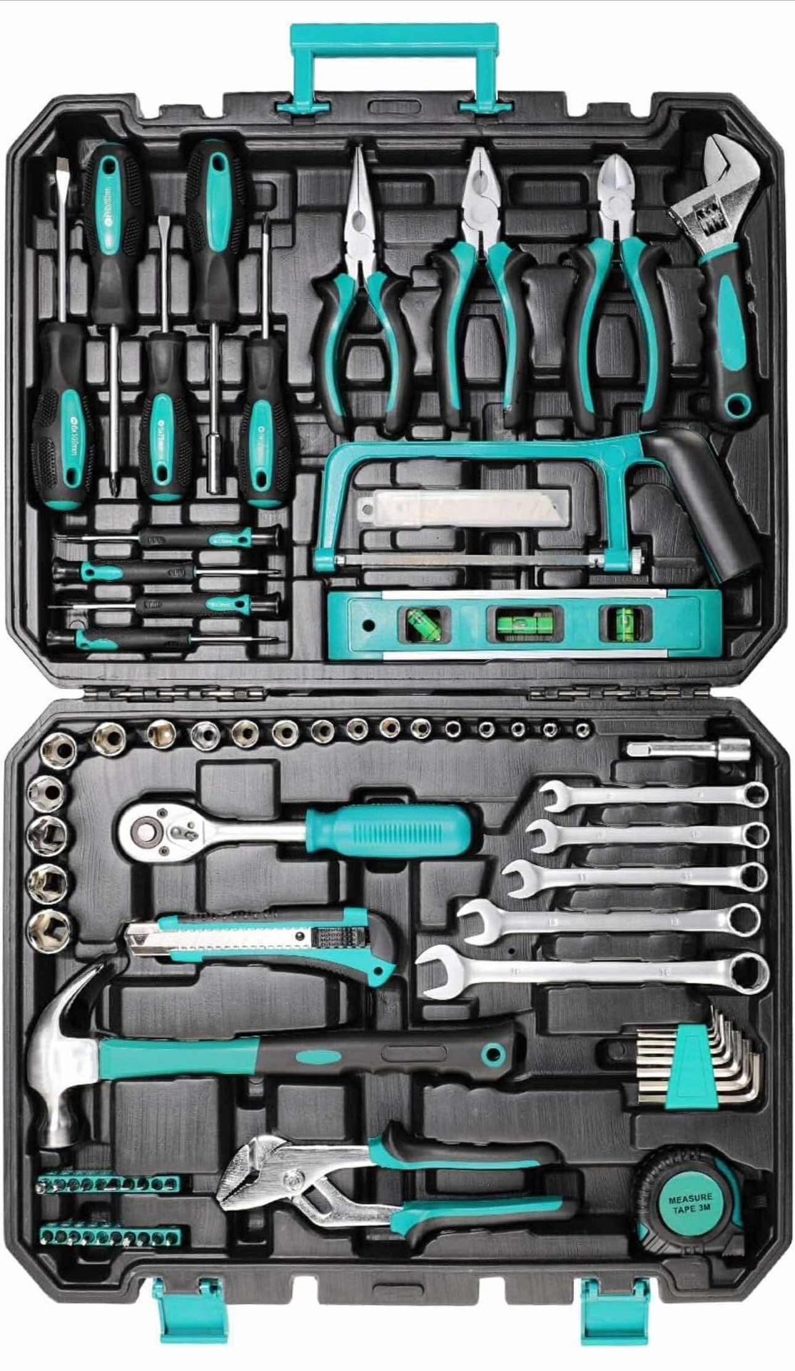 79-Piece Tool Set - Complete with Tool Box, Ratchet Handle, Bits Driver, Adjustable Wrench, S-11