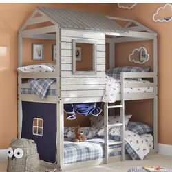 Donco Twin Over Twin Cabin Style Bunk Bed