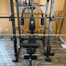 Vesta Fitness Smith Machine 1001 w/Bench Attachment | 230lb Bumpers Olympic Weights | 7ft Olympic Bar | Fitness | Gym Equipment | FREE DELIVERY 🚚 