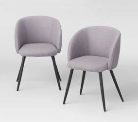 Set of 2 Upholstered Barrel Back Dining Chairs with Metal Base Dining Chair Gray