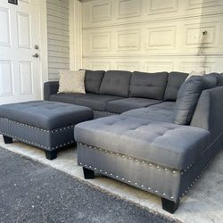 Free Delivery - Gray Sectional Couch Sofa 