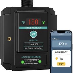 WiFi Whole House Surge Protector, 108,000 Amps/Phase, 2820 Joules (Total), Thermally Protected Metal Oxide Varistors, Surge Times,Check Surge Times an