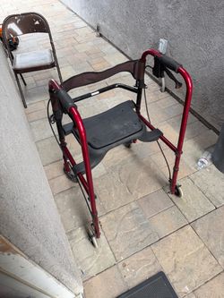 Red Rollator Walker with Seat