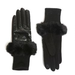 FAUX-FUR🖤Feminine Soft Iridescent Black Stella Puffer Gloves