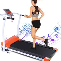 ANCHEER Folding Treadmill, 12 Preset Programs, Electric Foldable Treadmills with LCD Monitor Motorized & Pulse Grip, Indoor Walking Running Exercise M