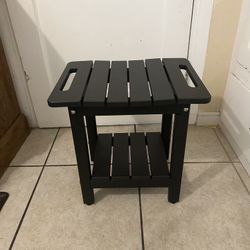 Black Shower Bench Seat w/ Storage Shelf – Sturdy & Modern