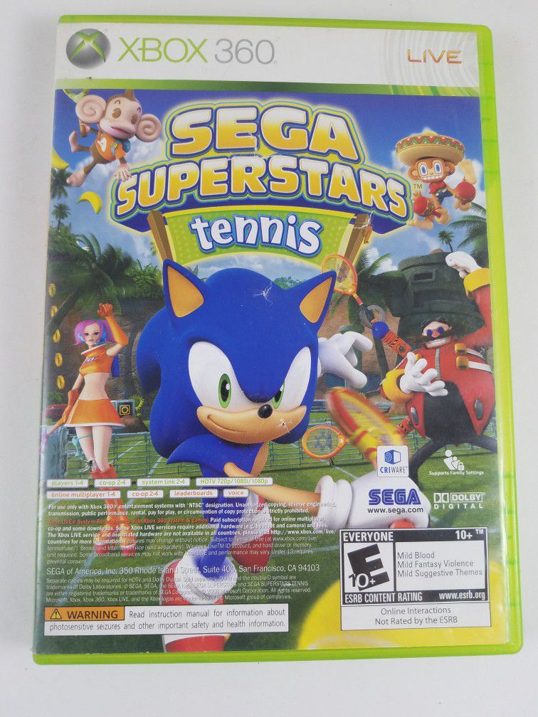 Sega Superstars Tennis & Arcade Compilation Disc XBox 360 Live No Instruction Manual 