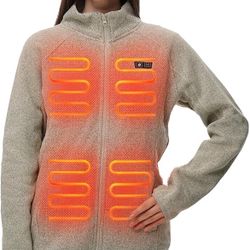 Zip Up Heating Sweater, Size:XL