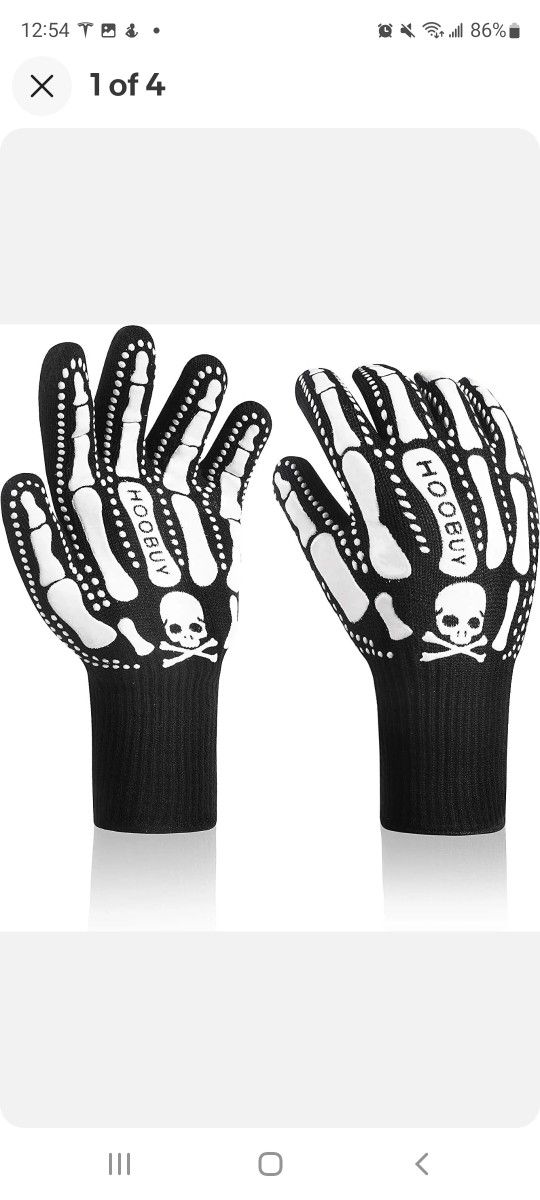 Heat Resistant Grill BBQ Gloves with Fingers, Barbecue Extra Long Cuff