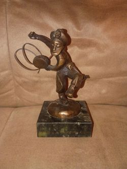Bronze Figurine Sculpture on Marble Base
