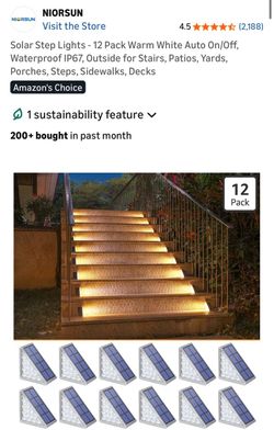 NIORSUNU 12 PK solar step lights