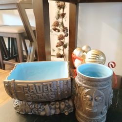 Disney Polynesian Resort Trader Sam’s Barrel Chip Ceramic Bowl and Dip Set Including The Cup 2023