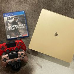 PS4 Slim 1Tb With 2 Controllers Games And TV