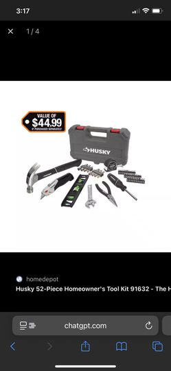 Husky 52-Piece Homeowner Tool Kit – New – $25