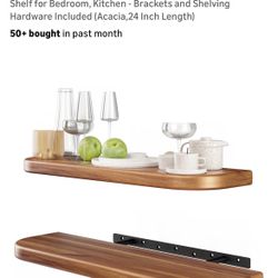 Batoda Acacia Wood Invisible Brackets Rounded Edges