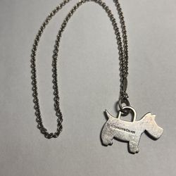 Tiffany & Co Sterling Silver Scottie Terrier Charm Pendant & Necklace
