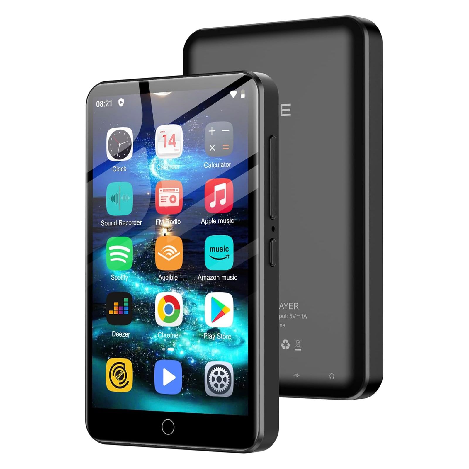 MP3 Player with Bluetooth and WiFi, 80GB MP3 MP4 Players with 4" Touchscreen and Speaker, Android MP3 Player with Spotify, Audible, Amazon Music, Deez