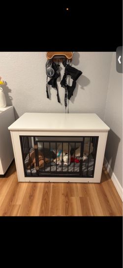 Furniture-Style Dog Crate with White Top