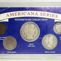 U.S 5 Coin Americana Series Yesteryear Collection With 3 Silver Barbers