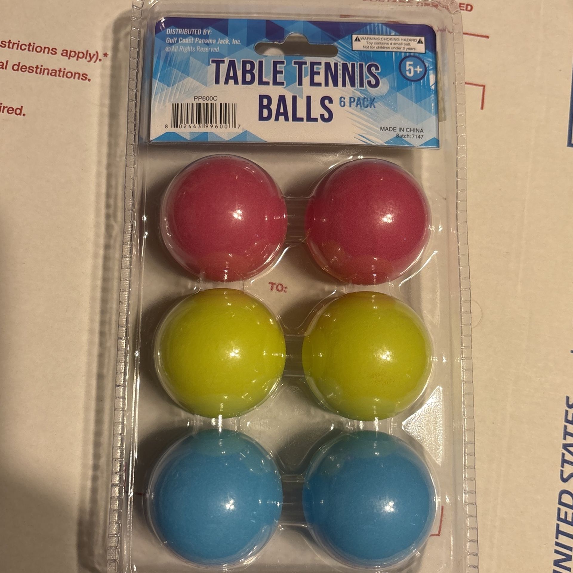 Ping Pong Table Tennis Pink Blue Yellow Balls New
