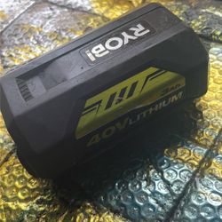 This is a RYOBI 40V Lithium-Ion 4.0 Ah Battery. 