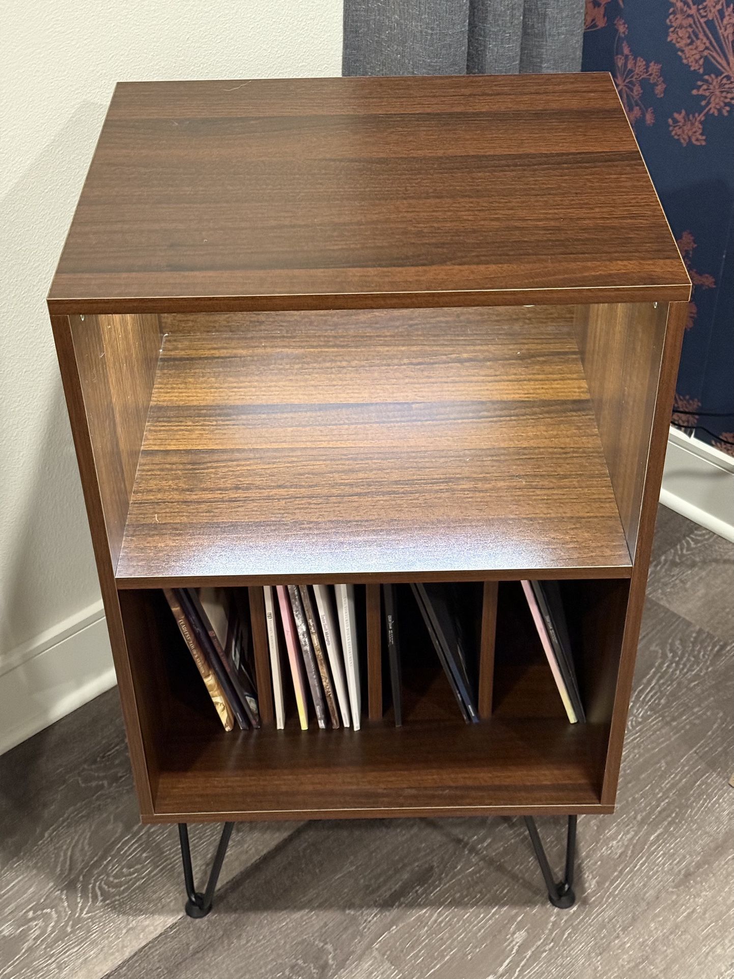 Vinyl Record Storage Cabinet with LED-Lit Shelf | 21”W x 18”D x 24”H 