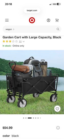 FDW Collapsible Wagon Folding Wagon Garden Cart with Large Capacity, Black