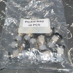 Pneumatic Male Straight Connect Fittings 3/8" Tube OD x 1/4" NPT 10 Pack