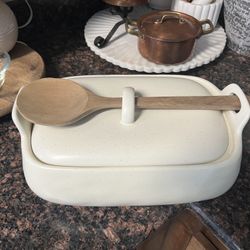 Organic Ceramic Baking Dish + Wooden Spoon