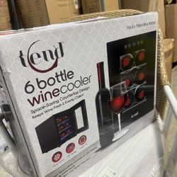 Tend 6 bottle winecooler space- saving countertop Design keeps wine Fresh and Evenly Chilled 