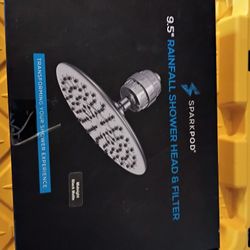 SparkPod 9.5" Rainfall Shower Head & Filter Midnight Black Matte
