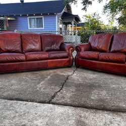 100% leather sofa and loveseat