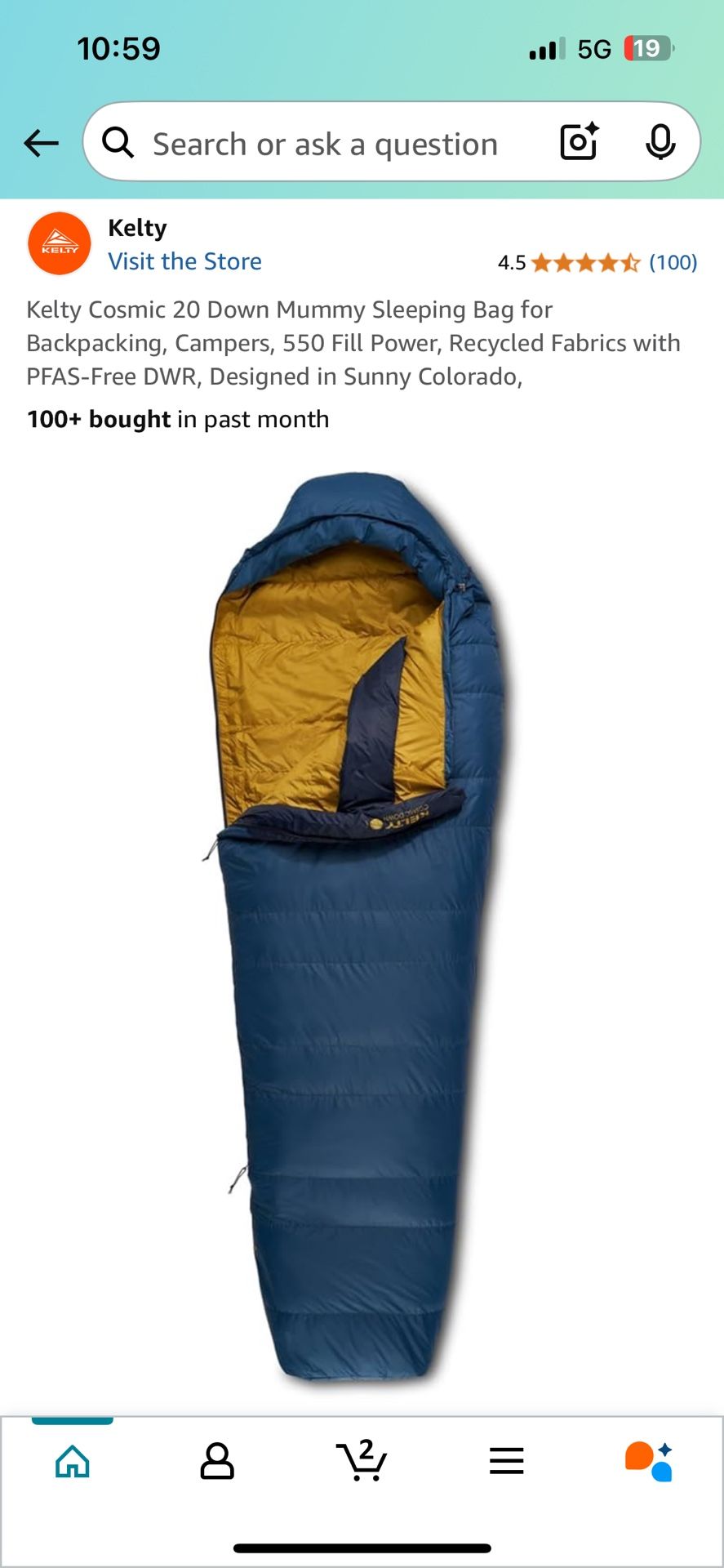 Kelty 20 Down Sleeping Bag