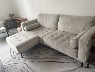 Light Gray Sectional Sofa with ottoman