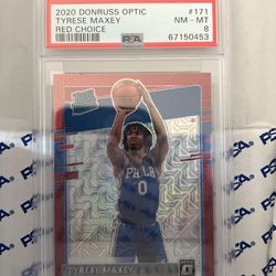 tyrese maxey optic red mojo /88 psa 8