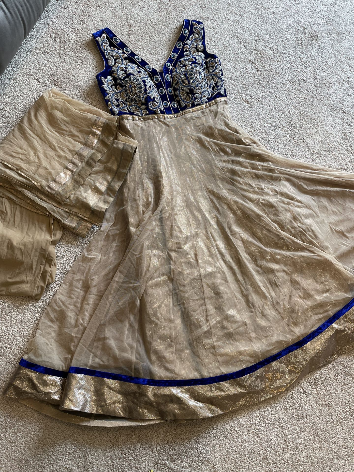Gold And Blue Indian Dress