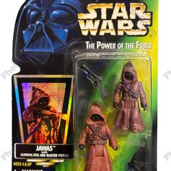 Star Wars 1996 Collection 2 Jawas With Glowing Eyes And Blaster Pistols Holo