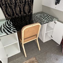 IKEA Glass Desk With Cubbies