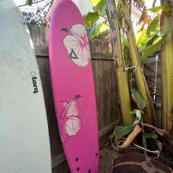 Pink foam surf board