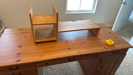 Wood monitor or laptop stand with shelf