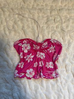 Pink Floral Halter Crop Top