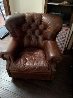 RH Charleston brown Leather 2 chairs